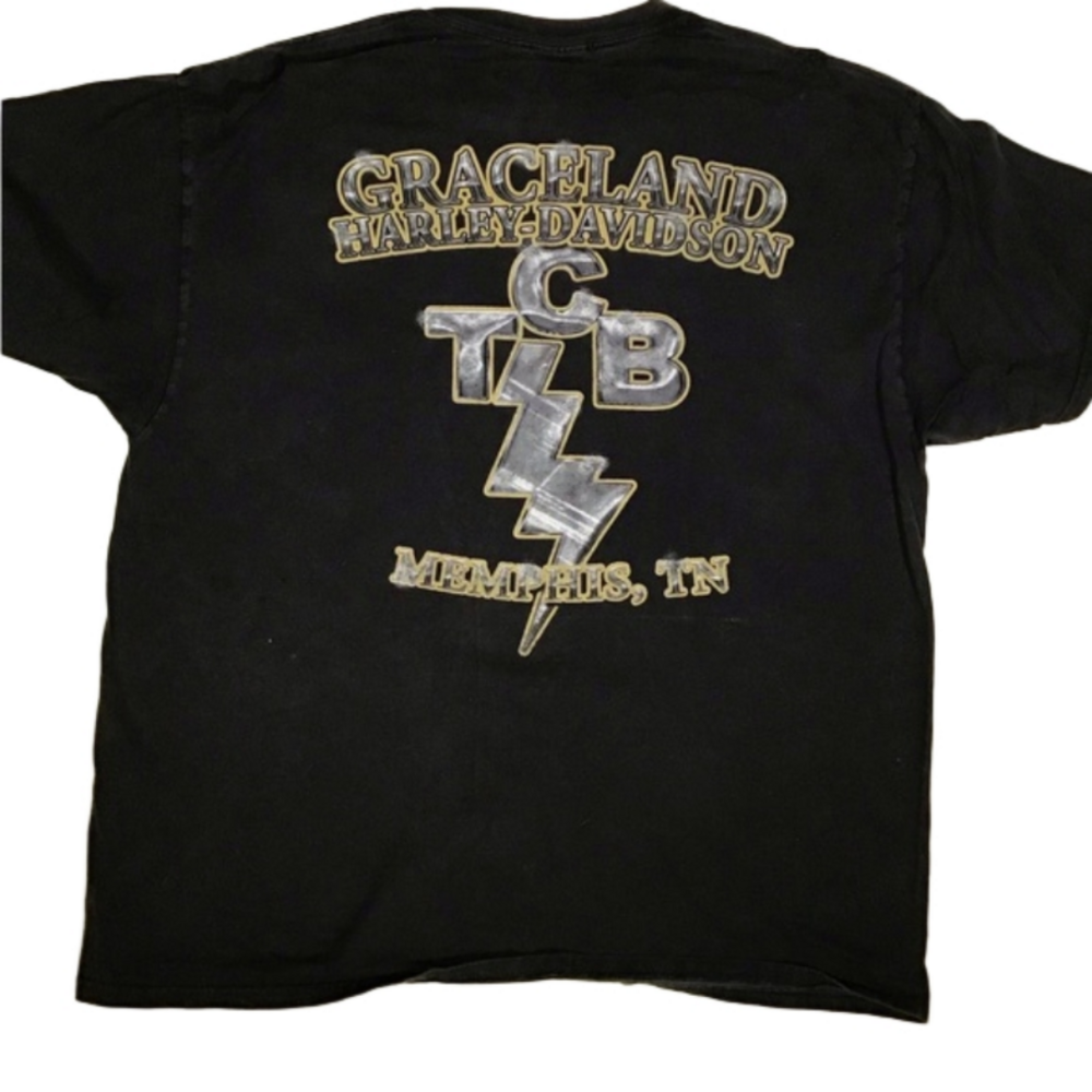 Harley Davidson 'Graceland' Memphis, Tennessee‎ Vintage Tshirt Size Large Elvis